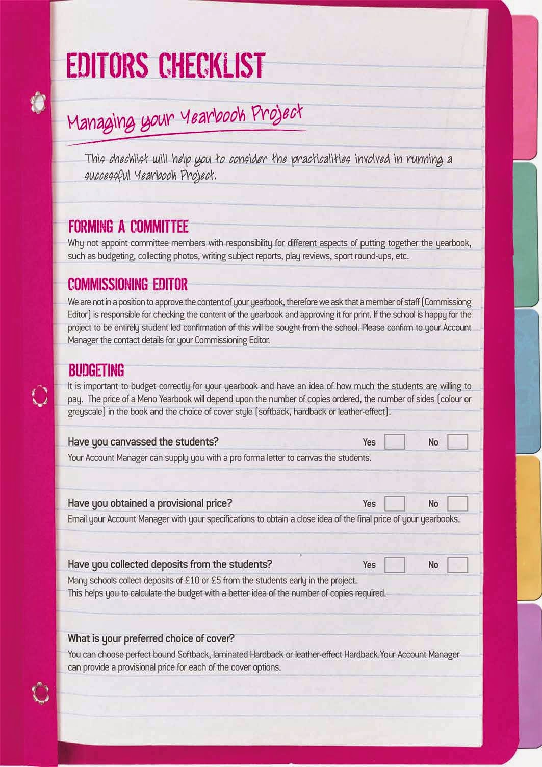 A helpful checklist for all yearbook editors! Meno online yearbook