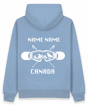 Ski trip blue hoodie back design image